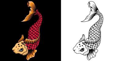 ilustración de vector de pez koi rojo