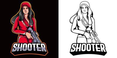 Shooter girls mascot esport logo design