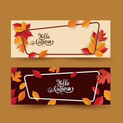 Autumn banner background with leaves. background banner template