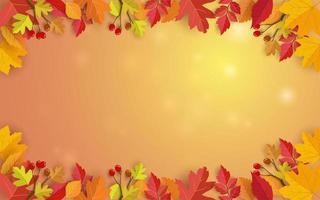 Autumn background design with leaves. background, banner or template design vector