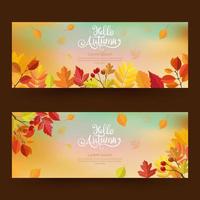 fondo de banner de otoño con hojas. plantilla de banner de fondo vector