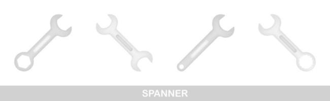 Set of Spanner isolated on white background vector