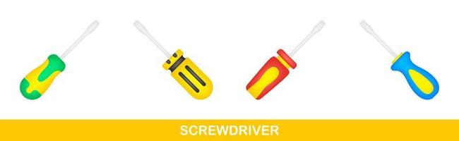 Set of Screwdriver isolated on white background vector