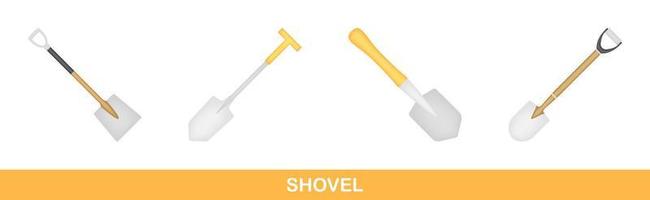 Set of Shovel isolated on white background vector