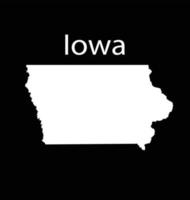 Ilustración de vector de mapa de Iowa en fondo negro