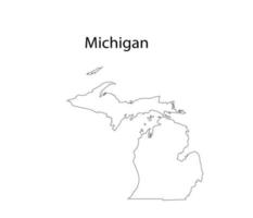 Michigan Map Line Art Vector Illustration