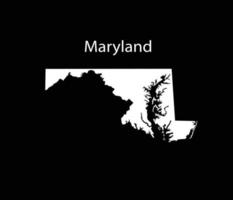 Ilustración de vector de mapa de Maryland en fondo negro