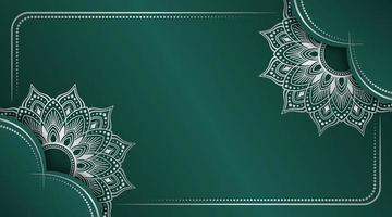 Green background  with silver ornament vector