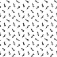 Silhouettes of identical leaves seamless pattern. Isolated black branches on a white background. vector