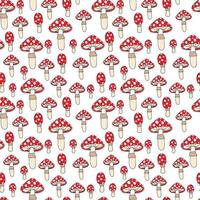 Mushroom seamless pattern. Amanita Muscaria pattern design for textile, wrapping paper. Magic wonderful mushroom backdrop. vector