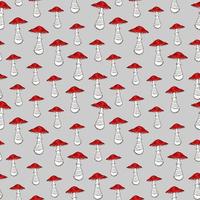 Amanita red mushroom seamless pattern.Vector hand drawing doodle cartoon illustration design. Fly agaric mushroom seamless pattern. vector