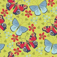 patrón sin costuras con mariposas y flores. gráficos vectoriales