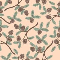 Seamless pattern with pine cones. vector