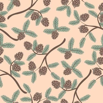 Seamless pattern with pine cones.