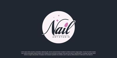 vector de diseño de logotipo de arte de uñas con estilo moderno y creativo