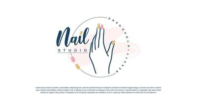 vector de diseño de logotipo de arte de uñas con estilo moderno y creativo