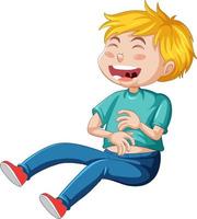 A boy laughing cartoon character vector