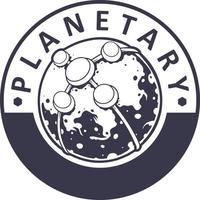 monocromática de la etiqueta del logotipo de la vendimia planetaria vector