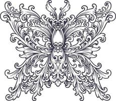 Luxury ornament butterfly silhouette illustration vector