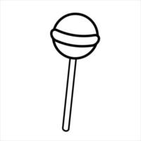 Lollipop. Sweetness as a gift. Linear doodle style. vector