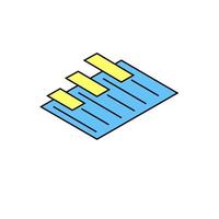 documento azul con diagrama de barras amarillas en diseño isométrico. ilustración vectorial vector