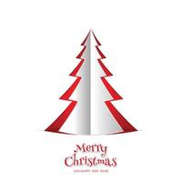 Merry Christmas paper tree design greeting card. vector