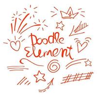 Vector hand drawn. doodles collection of curly arrow. swishes, swoops, swirl, heart, love, star, crown, firework, highlight text and emphasis element, use for concept design-01