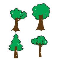 hand drawn doodle trees collection illustration vector