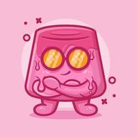 cute pudding cake character mascot with cool expression isolated cartoon in flat style design vector