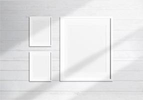 Blank space Portrait Photo Frames isolated on white, realistic rectangle gray frames mockup. Empty framing for your design, picture, painting, poster, lettering or photo gallery with shadow overlay.