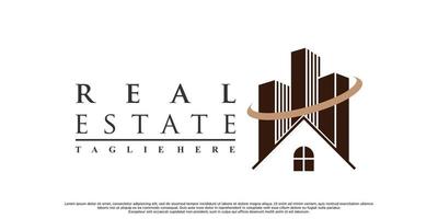 Modern real estate building logo design for business with unique concept Premium Vector