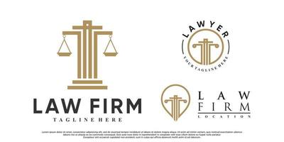 conjunto de diseño de logotipo de abogado o justicia con vector premium de concepto creativo