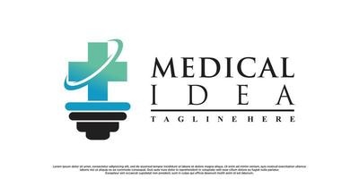 diseño de logotipo de idea médica con vector premium de estilo creativo