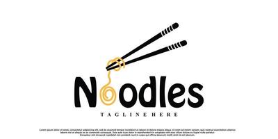 Noodles or ramen logo design with creative concept Premium Vector