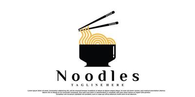 Noodles or ramen logo design with creative concept Premium Vector