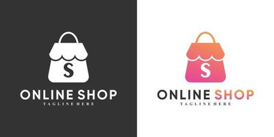 online shop logo design with modern concept Premium Vector