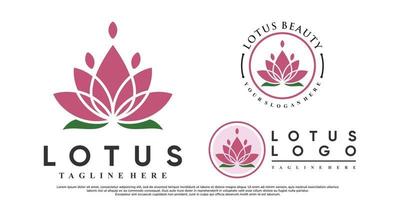 Set of lotus flower logo design with creative style Premium Vector