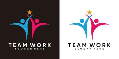 team work logo design with creativ concept vector