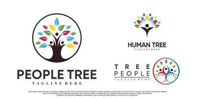 conjunto de personas árbol logo diseño vetcor ilustración con concepto creativo premium vector