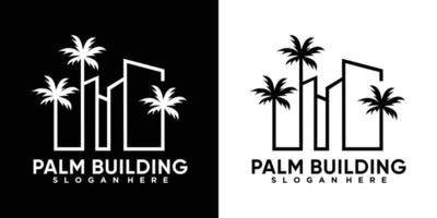 palm building logo design with stlye and creative concept vector