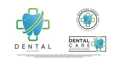 Dental icon set logo design with creative elemant Premium Vector