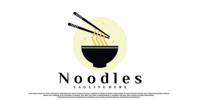 Noodles or ramen logo design with creative concept Premium Vector