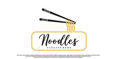 Noodles or ramen logo design with creative concept Premium Vector