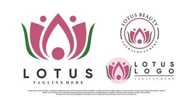 Set of lotus flower logo design with creative style Premium Vector