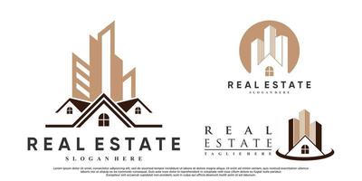 Set modern real estate building logo design for business with unique concept Premium Vector