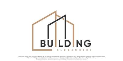 Modern building logo design for business with unique concept Premium Vector