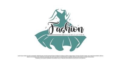 Fashion logo design with dress fashion Premium Vector