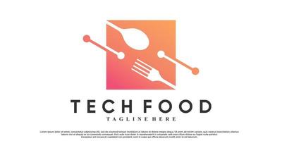 Tech food logo design with creative concept Premium Vector