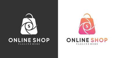 online shop logo design with modern concept Premium Vector