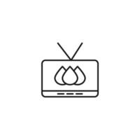 televisión, televisor, concepto de programa de televisión. signo vectorial dibujado en estilo plano. adecuado para sitios, artículos, libros, aplicaciones. trazo editable. icono de línea de gotas o fuego en la pantalla del televisor vector